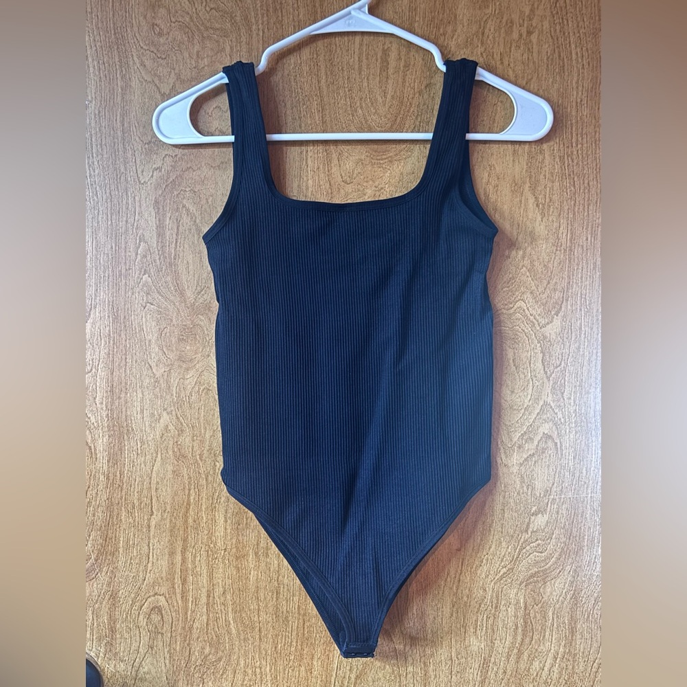 Black Ribbed Bodysuit